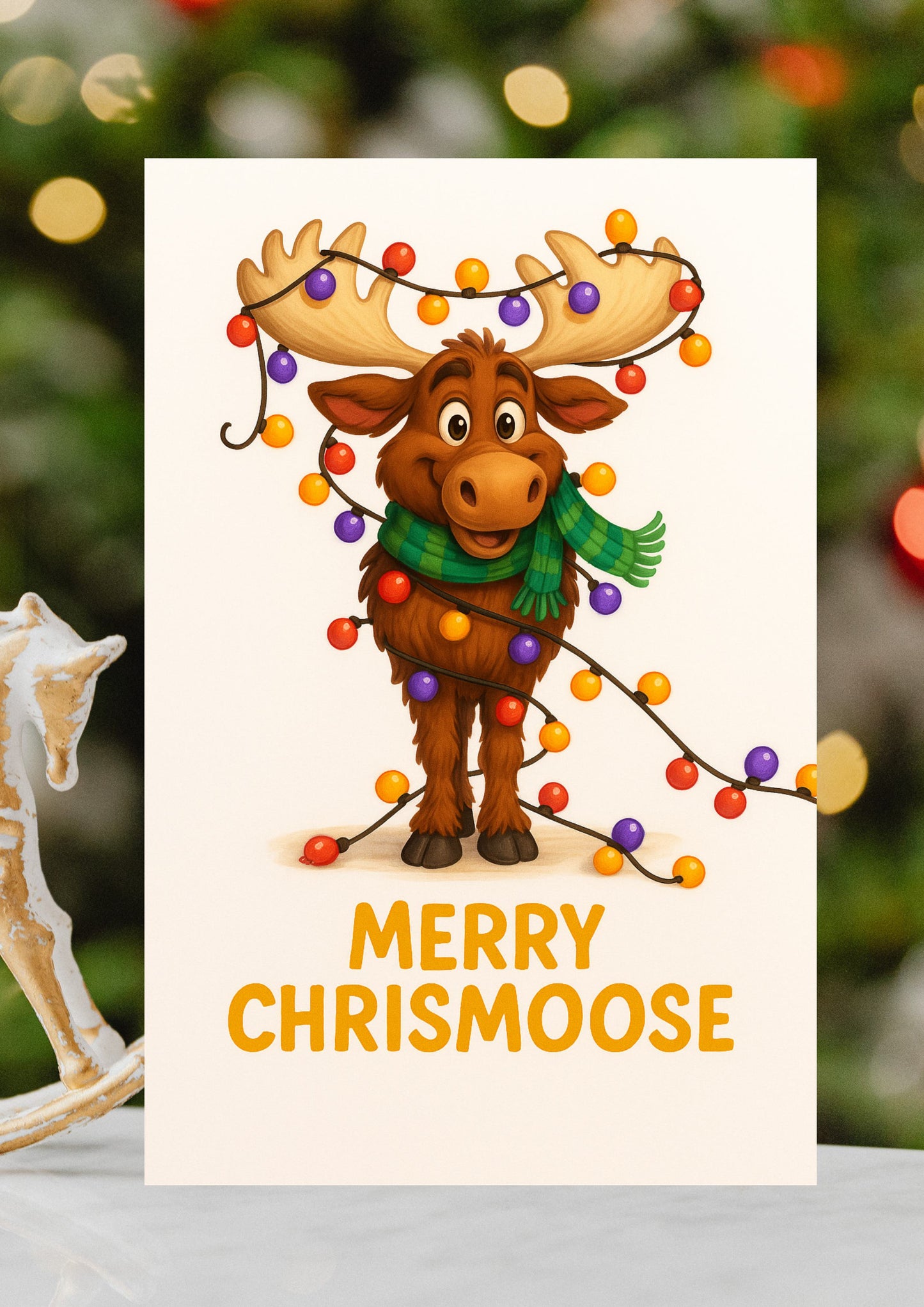 Merry Chrismoose Cute Moose Christmas Card