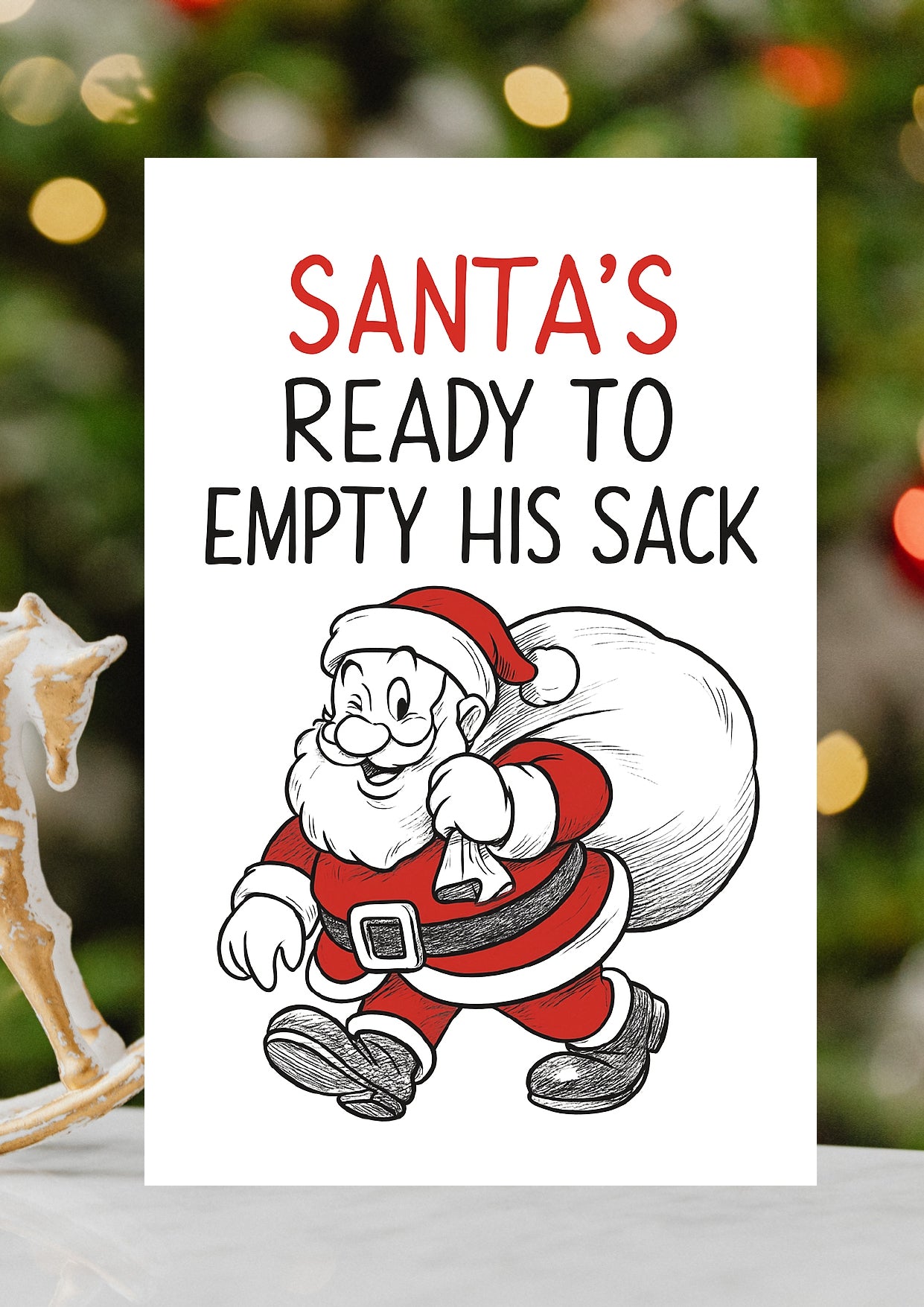Santa's Sack Christmas Card - Humorous Festive Xmas Card