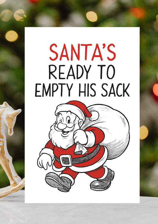 Santa's Sack Christmas Card - Humorous Festive Xmas Card