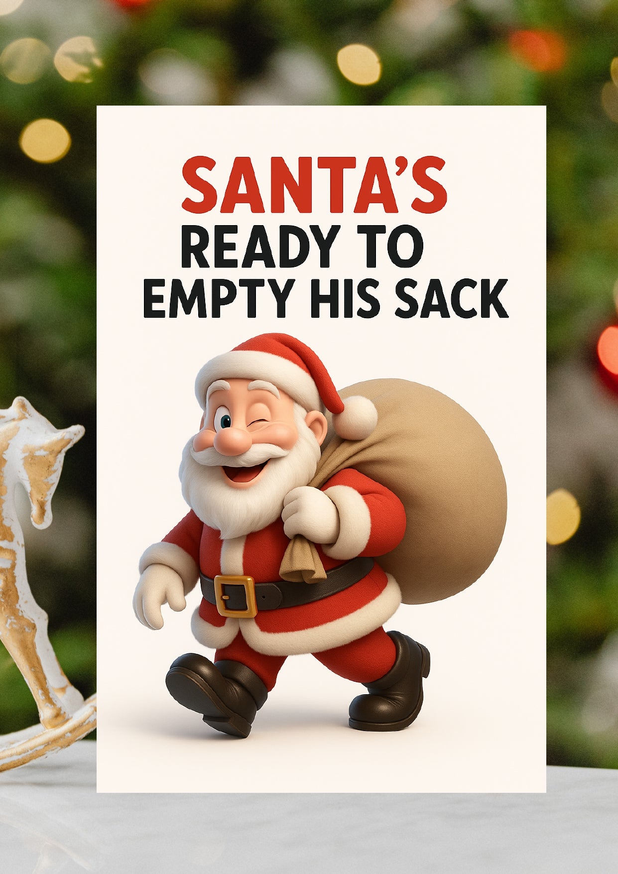 Cheeky Santa's Sack Christmas Card