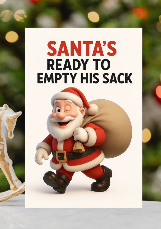 Cheeky Santa's Sack Christmas Card