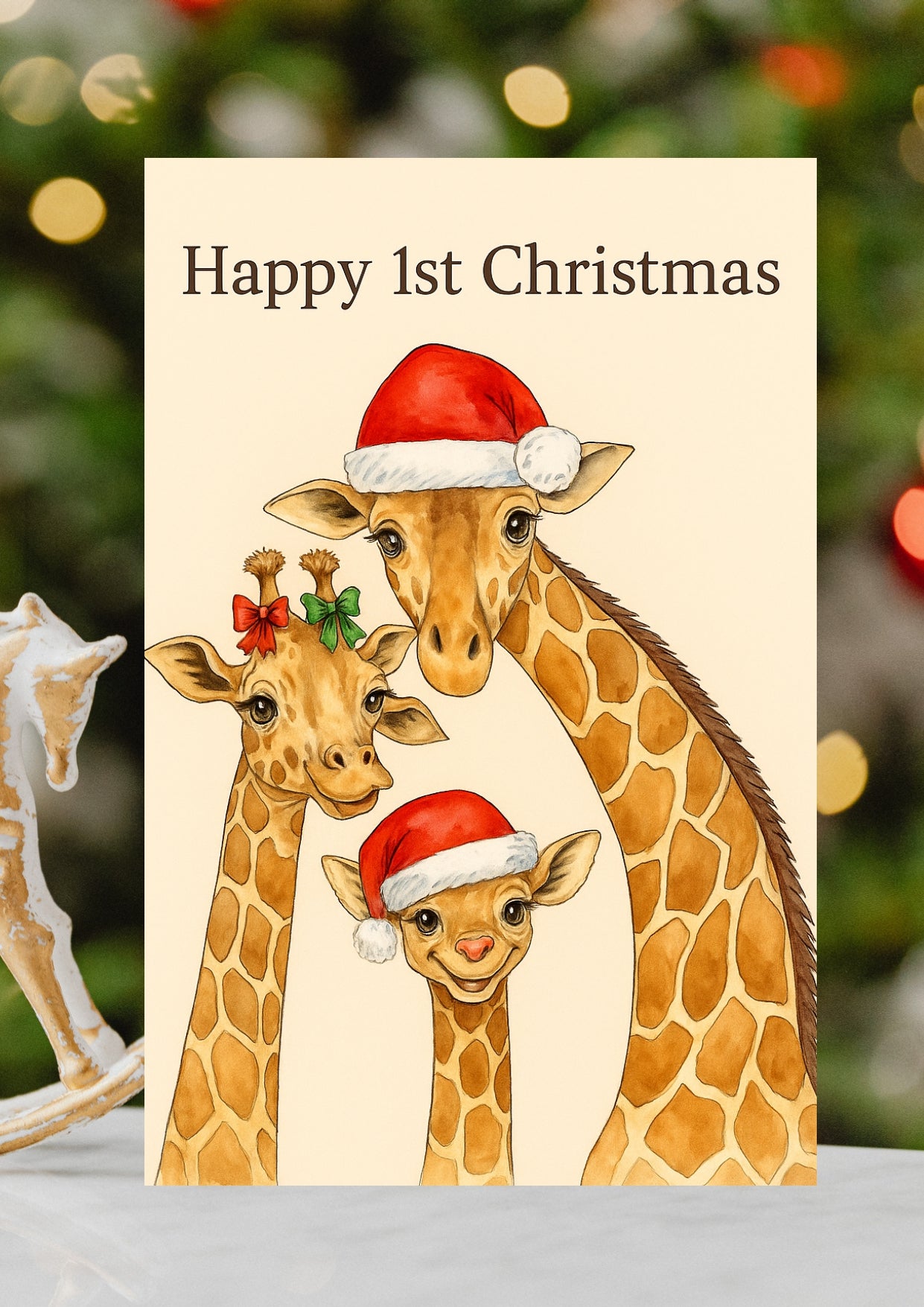 1st Baby Giraffe Christmas Card