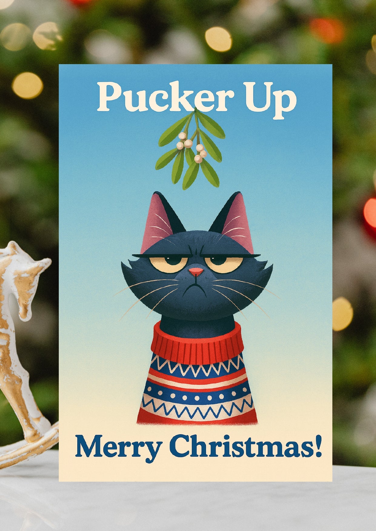 Cat Mistletoe Christmas Funny Christmas Card