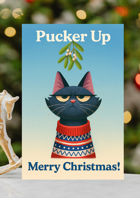 Cat Mistletoe Christmas Funny Christmas Card