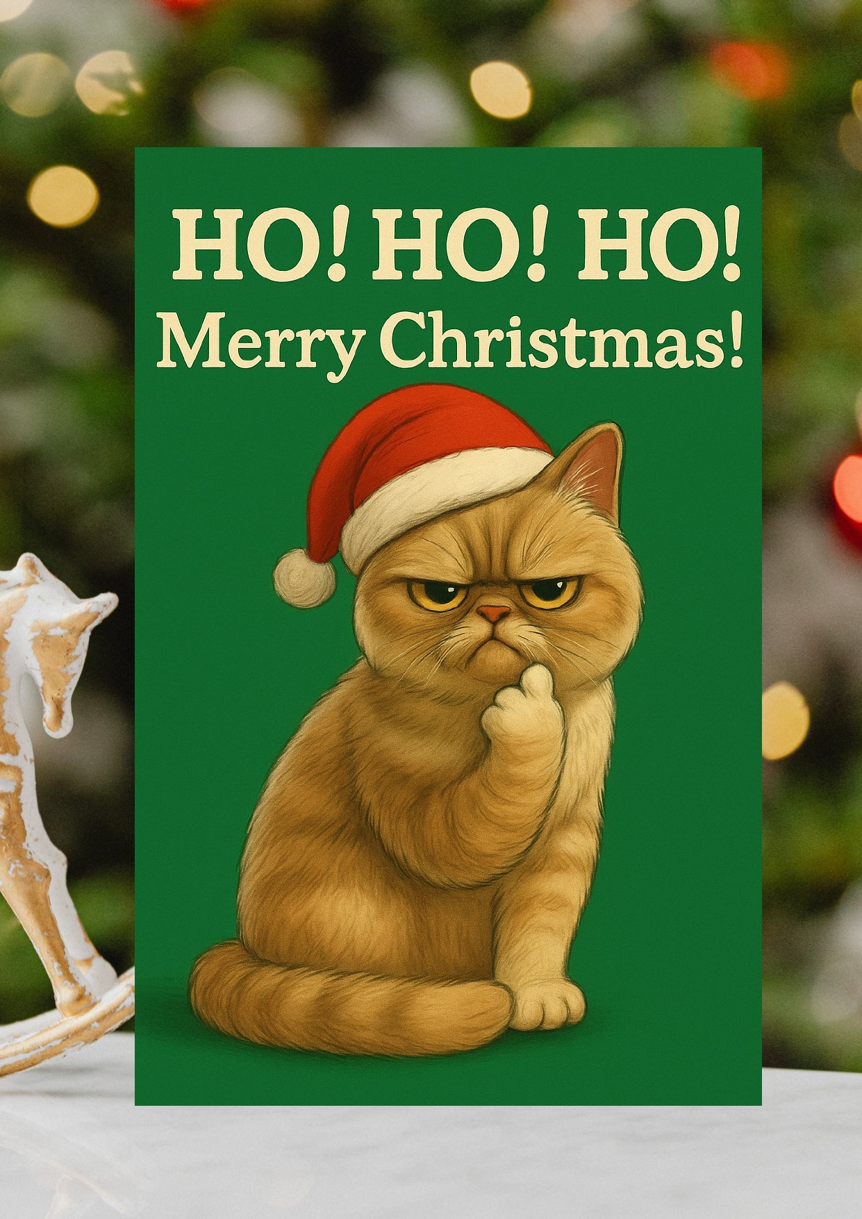 Rude Ho Ho Ho Cat Christmas Funny Christmas Card