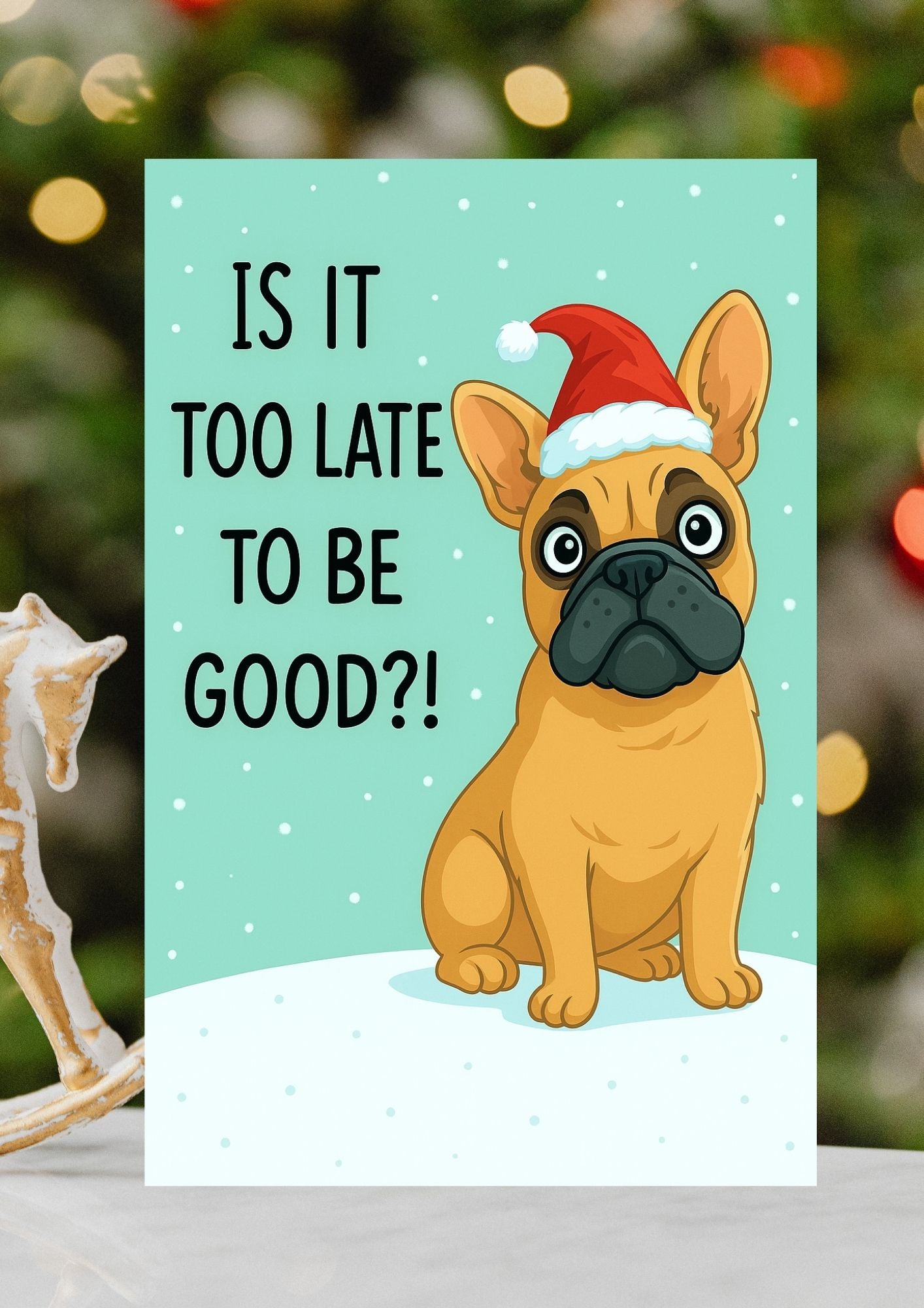 Naughty Frenchy Dog Christmas Card