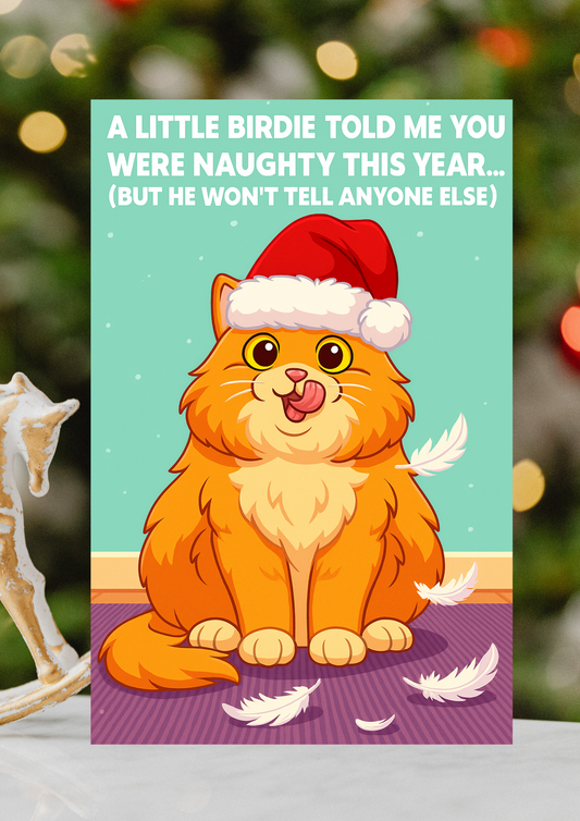 Naughty Hungry Cat Christmas Funny Christmas Card